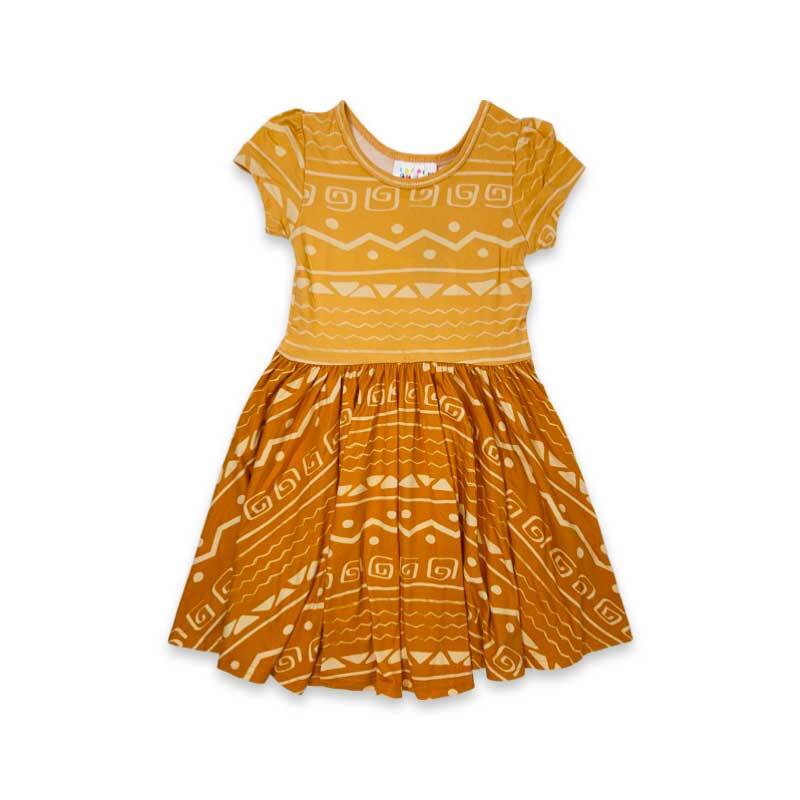 Tangerine and Burnt Orange Aztec Cap Dress