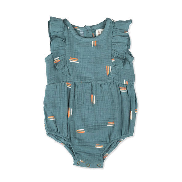 Misty Mountain Blue Strokes Ruffle Romper
