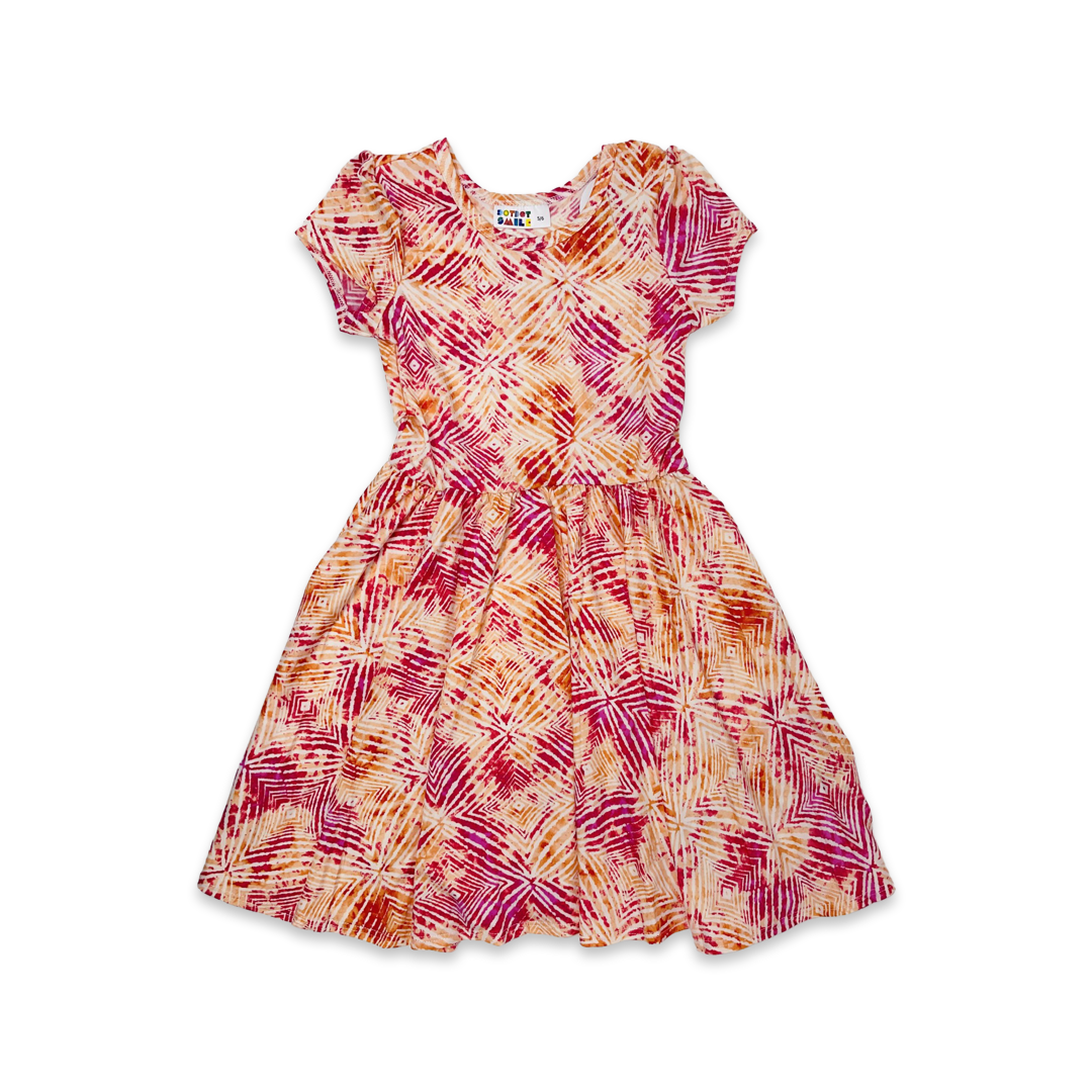 Tie Dye Lines Cap Dress