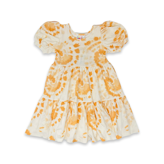 Orange Swirl Tie Dye Tier Dress