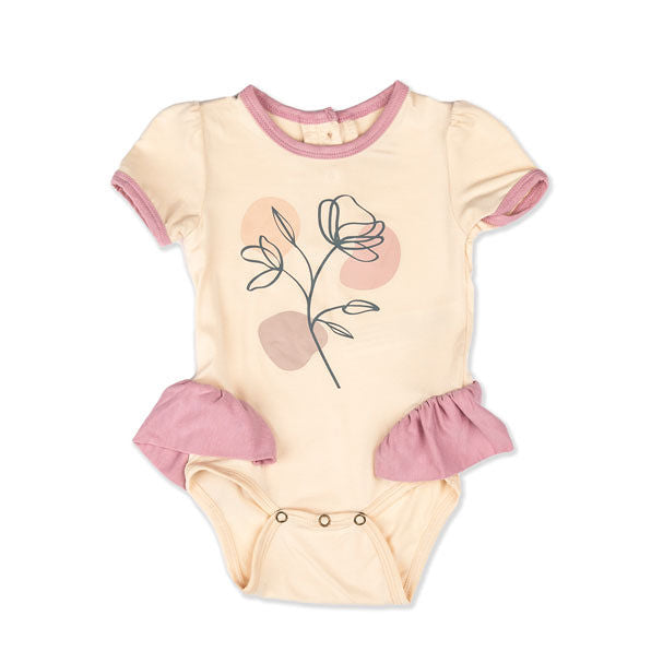 Mauve and Cream Contrast Flutter Bodysuit