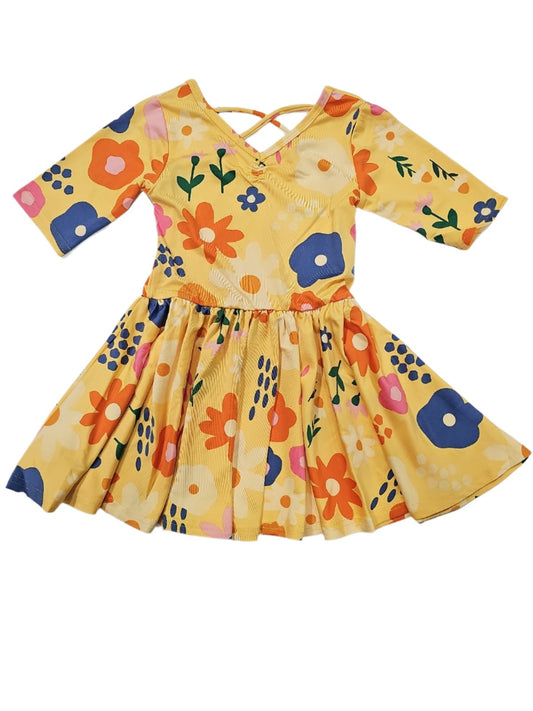 Flowery Yellow Ballerina Dress