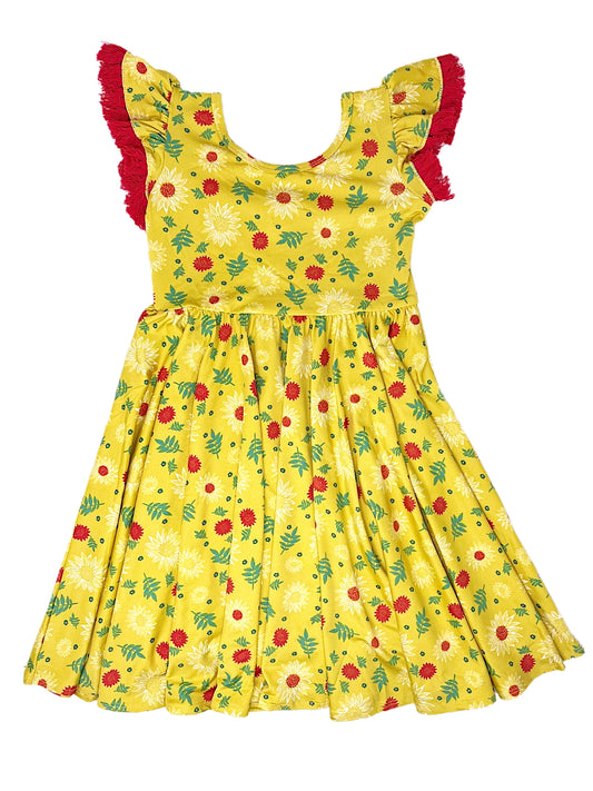 Radiantly Red  Floral Whimsical Empire Dress