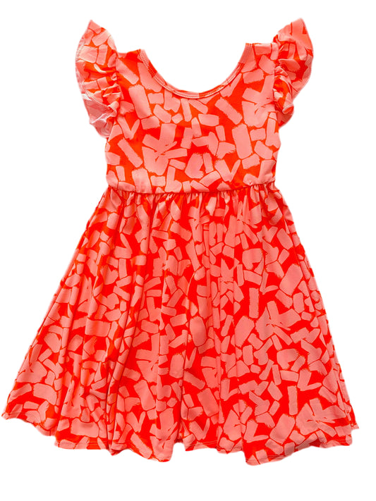 Red & Pink Art Canvas Empire Dress