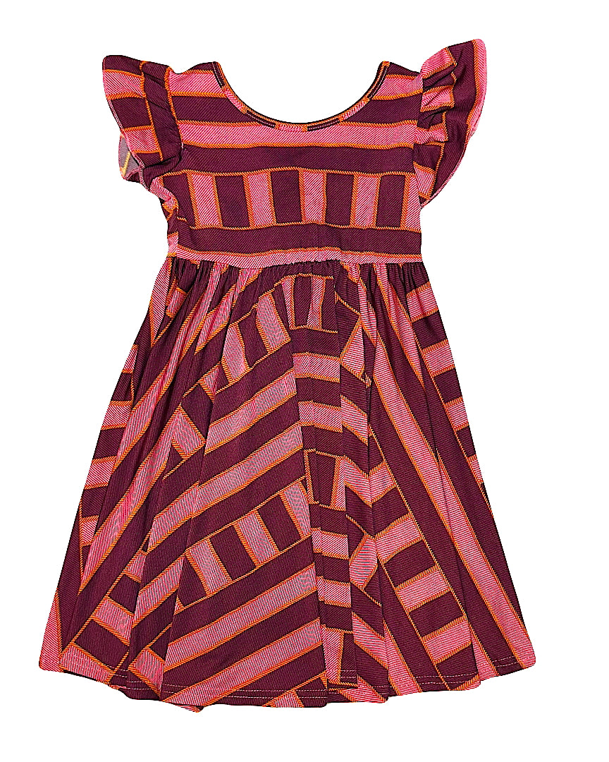 Maroon Stripes Empire Dress