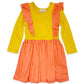 Mustard Camellia Ruffle Dress