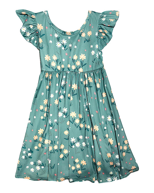 Green Daisy Empire Dress