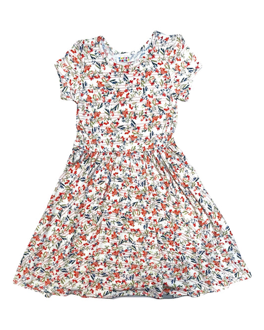 Bouquet of Flowers Cap Dress