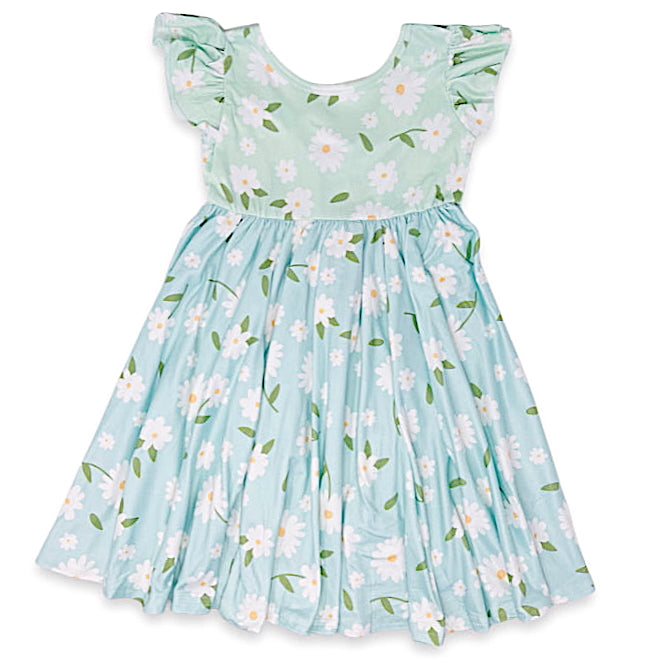 Two-Tone Mint Daisies Empire Dress