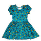 Teal Tulips Cap Dress