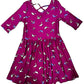 Burgundy Birds Ballerina Dress