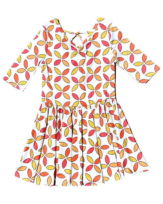 DotDotSmile Ballerina Dress with orange and yellow petal print – Thanksgiving outfit