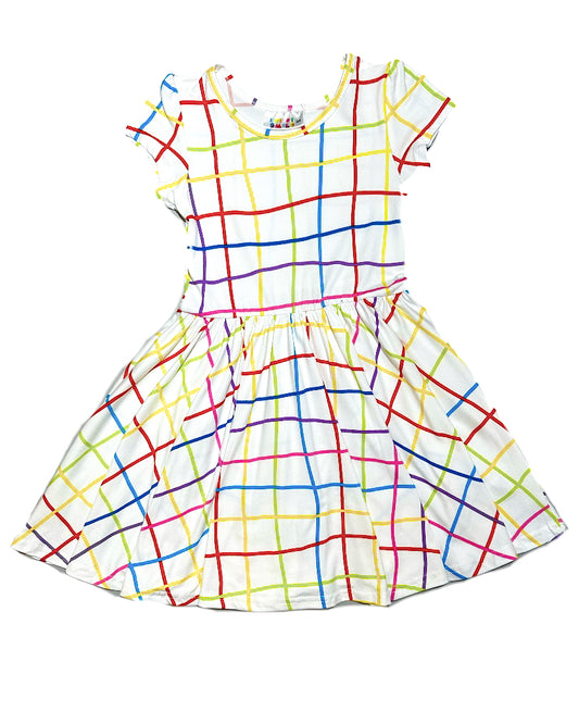 Pastel Grid Cap Dress