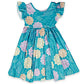 Turquoise Dahlias Empire Dress