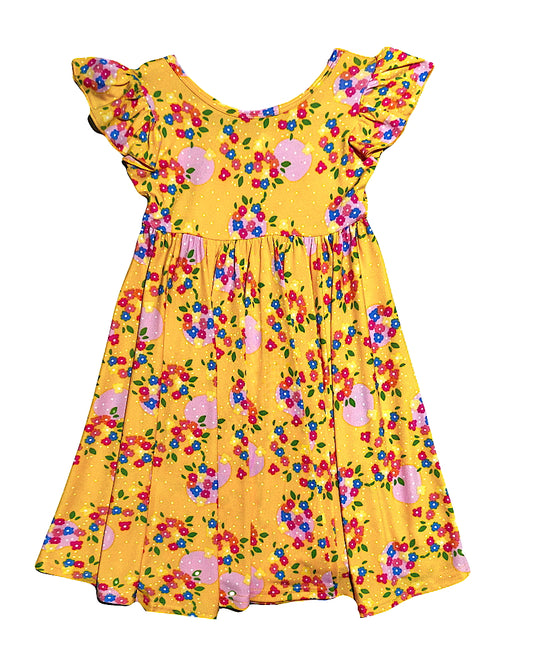 Tiny Flowers on Yellow Empire Dress