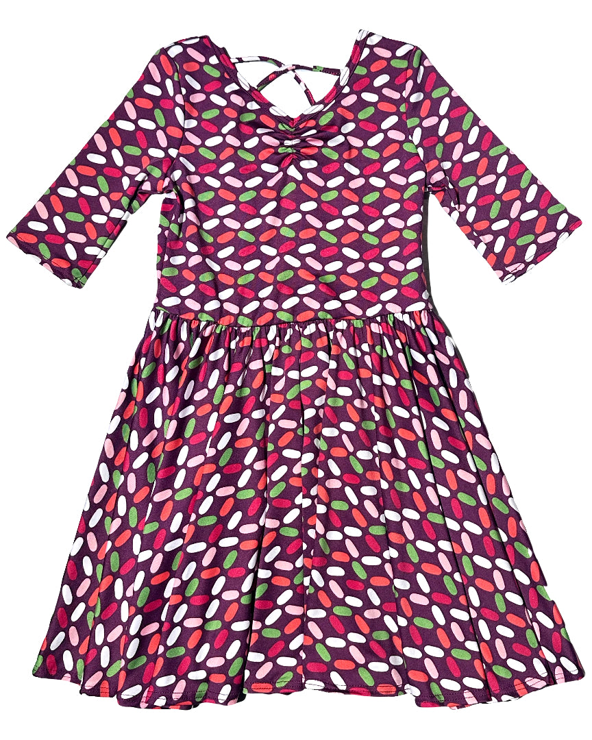 DotDotSmile Ballerina Dress featuring candy confetti pattern – flat lay