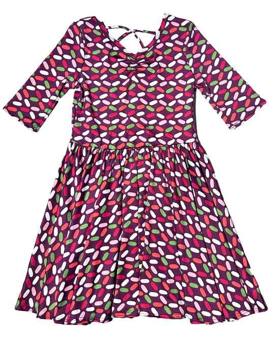 DotDotSmile Ballerina Dress featuring candy confetti pattern – flat lay