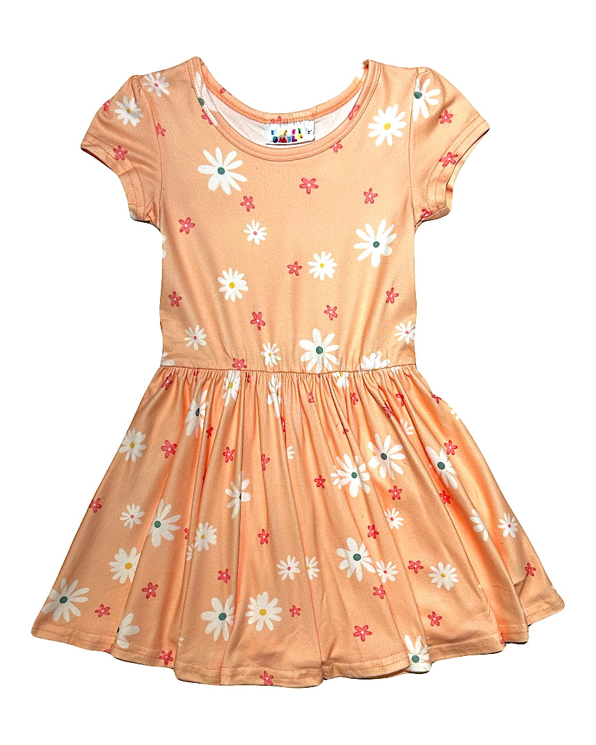 Apricot Daisies Cap Dress