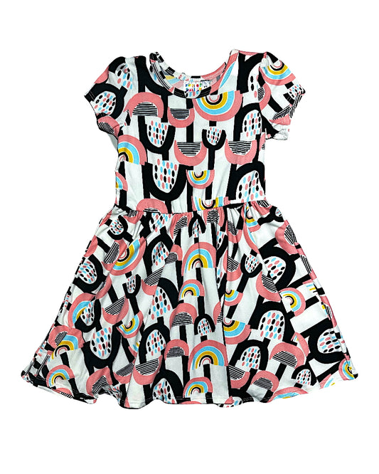 Painted Pink Rainbows Cap Dress