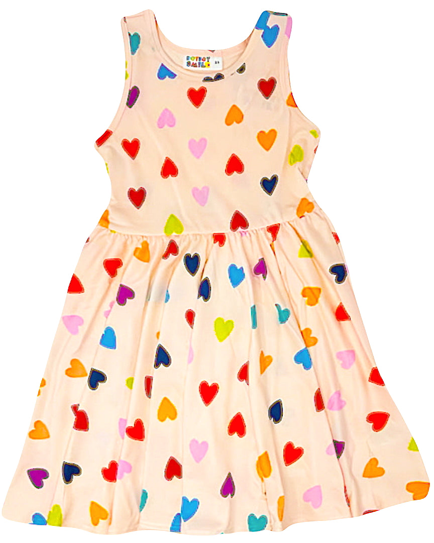Pink Rainbow Hearts Tank Dress