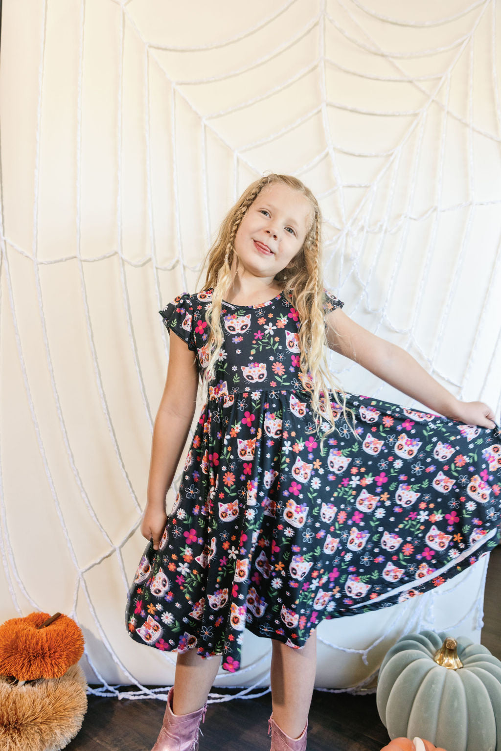 Midnight Garden Kittens Empire Dress 🐈‍⬛🌙 🌸
