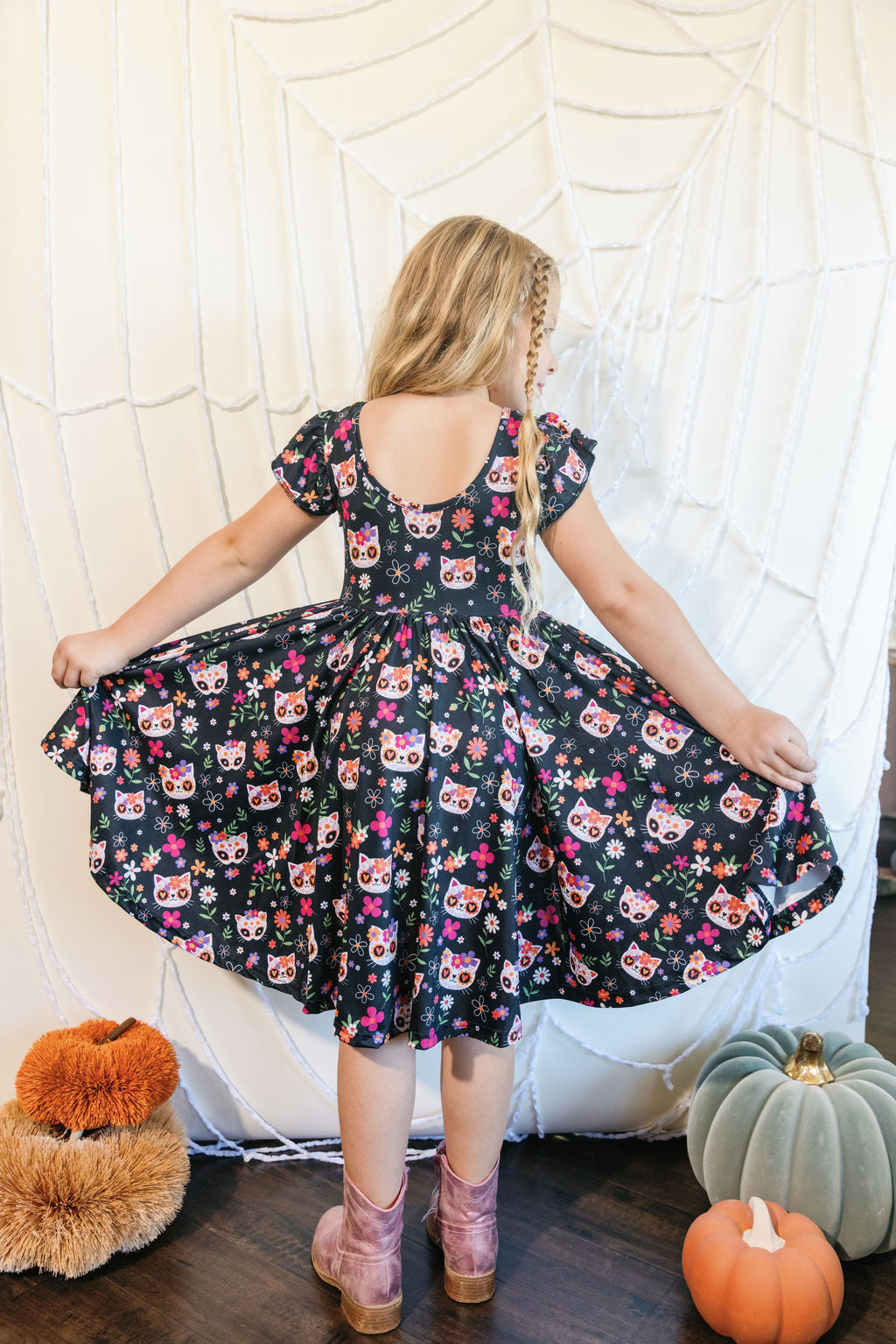 Midnight Garden Kittens Empire Dress 🐈‍⬛🌙 🌸