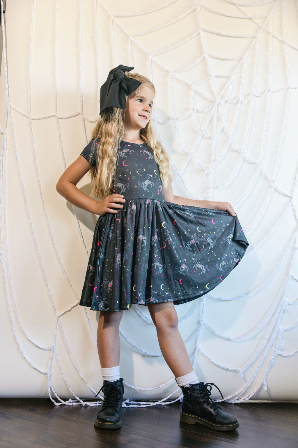 Skeleton Sparkle Unicorn Cap Dress 🦄💀