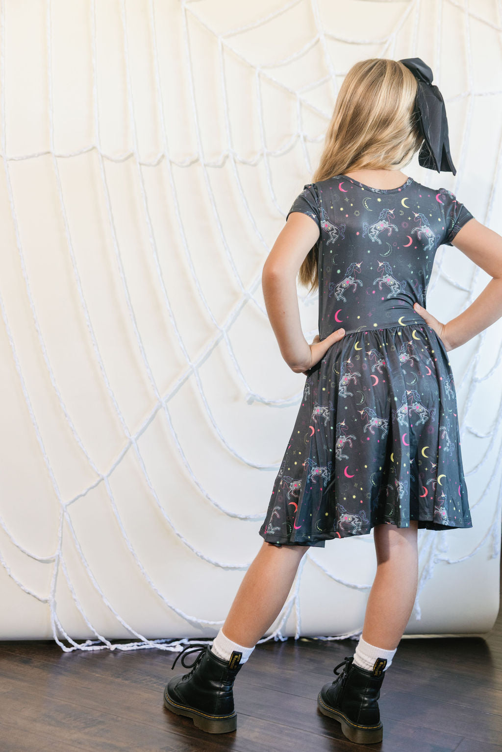 Skeleton Sparkle Unicorn Cap Dress 🦄💀