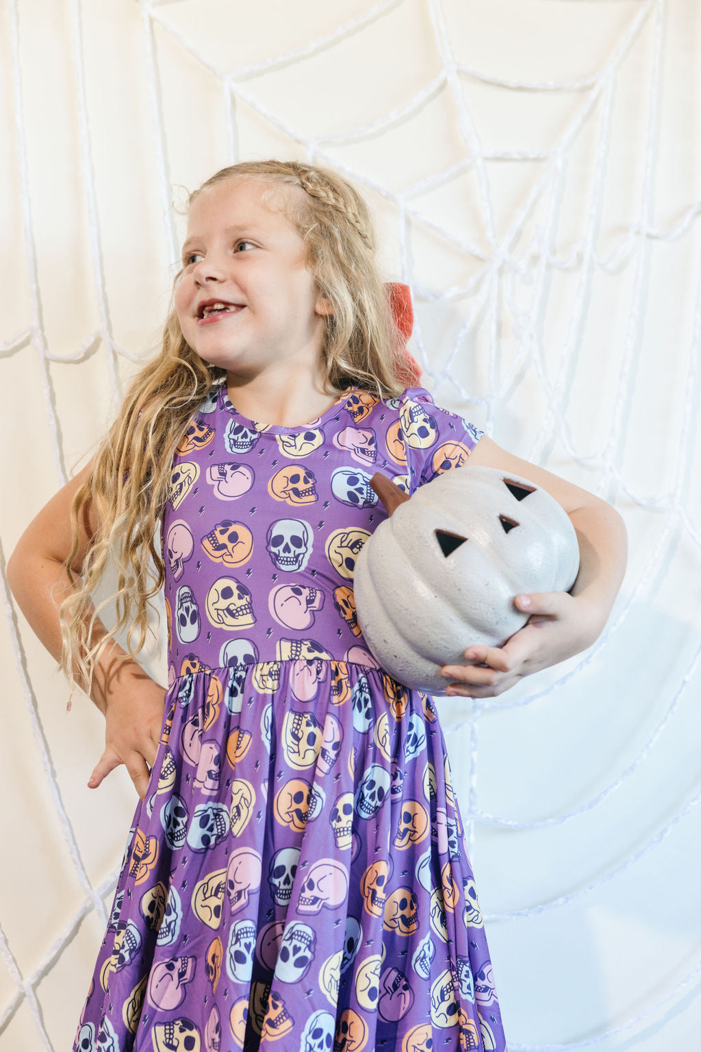 Frightful Fun Skulls Cap Dress 💜💀🧡