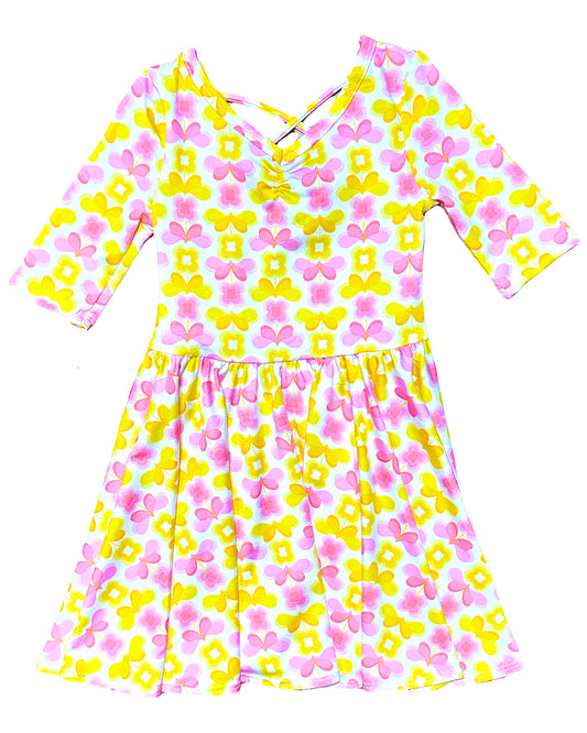 Flower Power print twirl dress inspired by the 60s