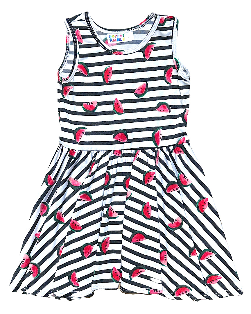 Girls summer tank dress with watermelon slices