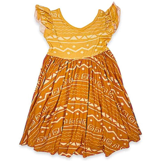 Tangerine and Burnt Orange Aztec Empire Dress