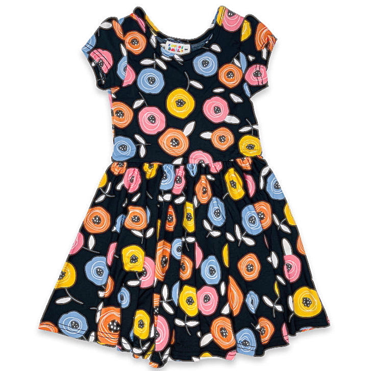 Colorful Roses Cap Dress