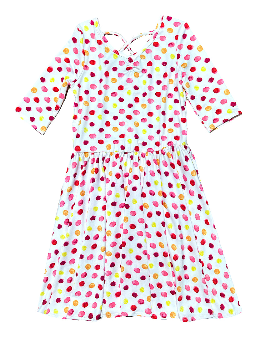 Girls_Ballerina_Dress_with_watercolor_polka_dots_and_criss-cross_back