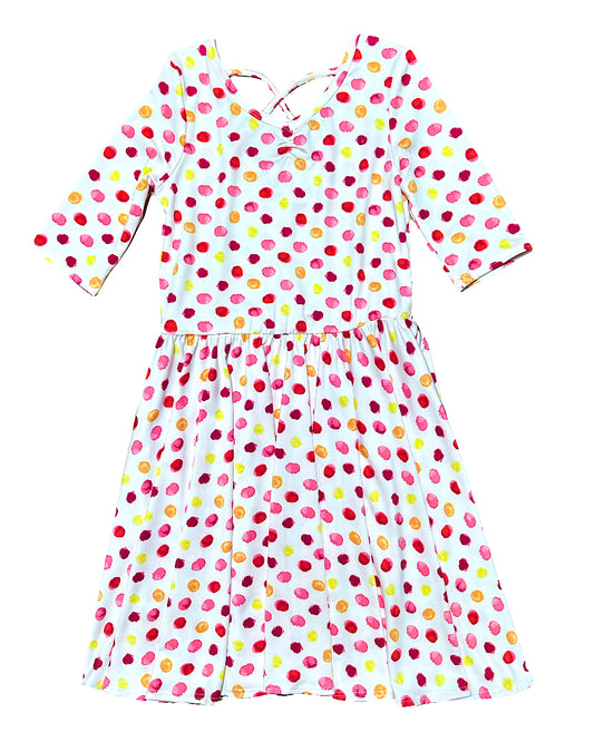 Girls_Ballerina_Dress_with_watercolor_polka_dots_and_criss-cross_back