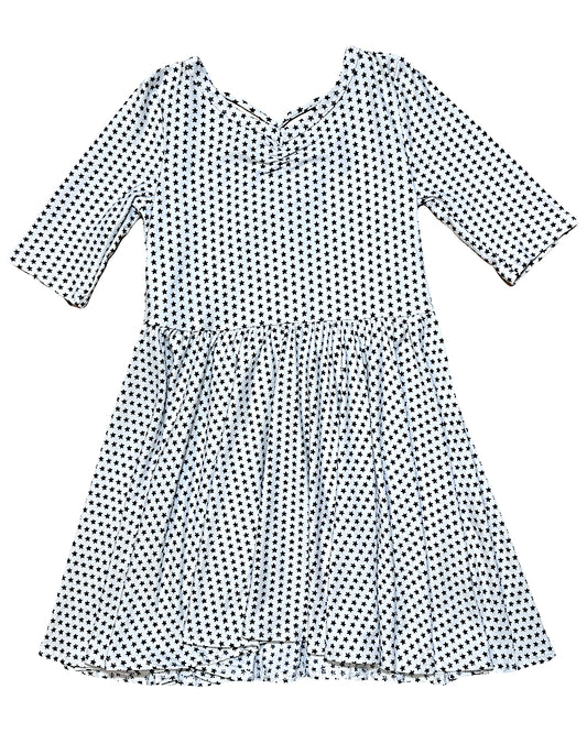 Girls_white_Ballerina_Dress_with_black_star_pattern_and_criss-cross_back