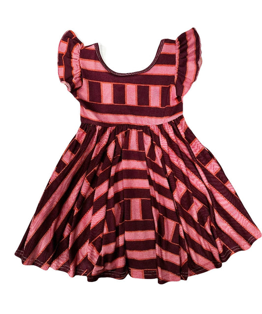 Maroon Stripes Empire Dress