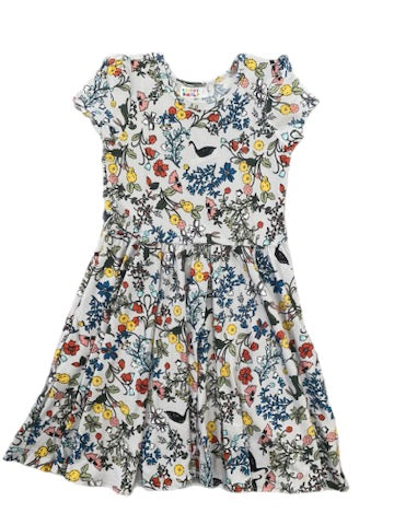 Outlined Floral Cap Dress