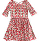 Red Flower Pedals Ballerina Dress