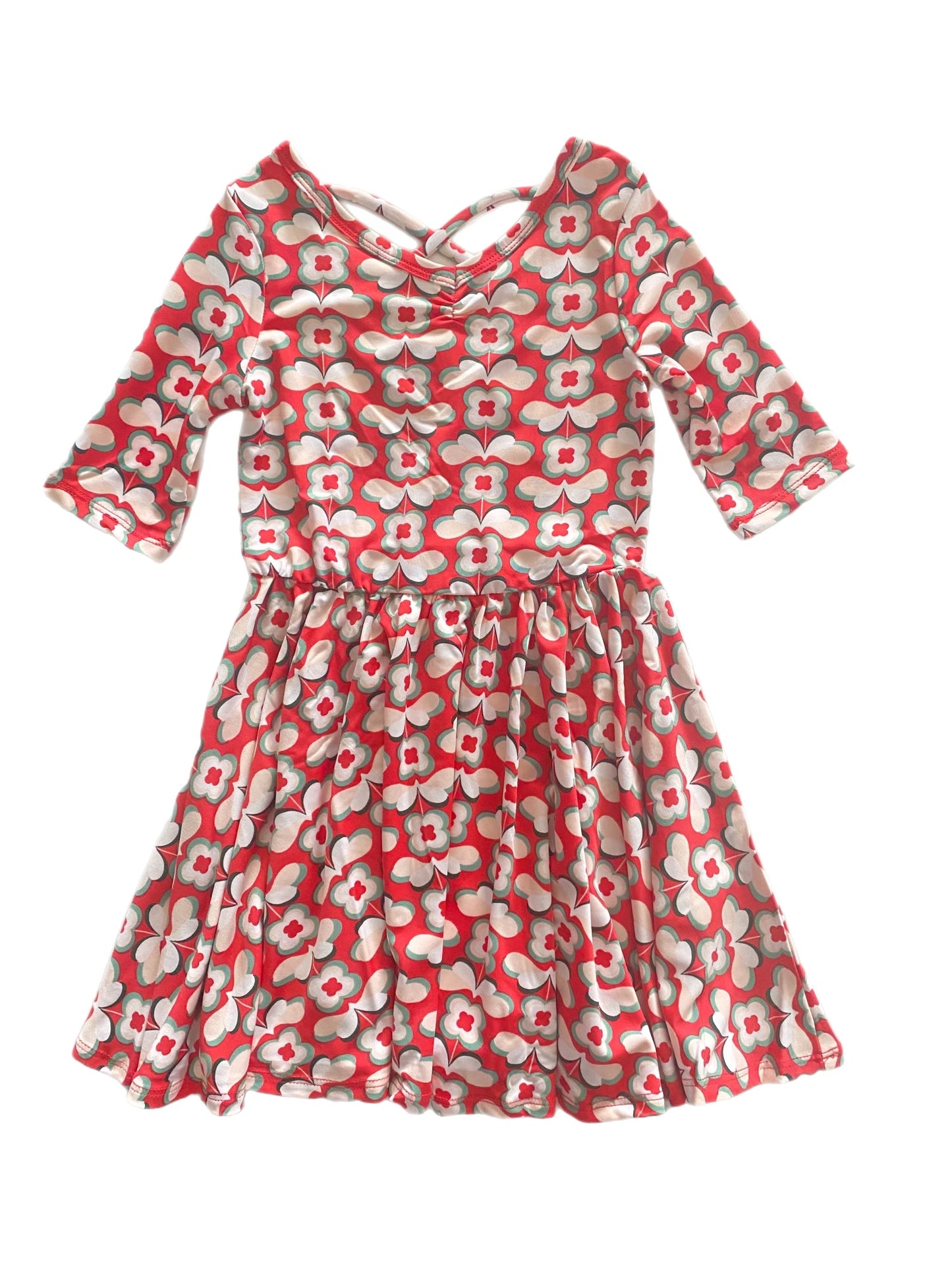 Red Flower Pedals Ballerina Dress