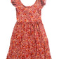 Maroon Floral Empire Dress