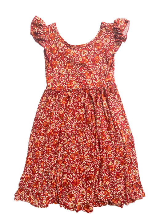 Maroon Floral Empire Dress