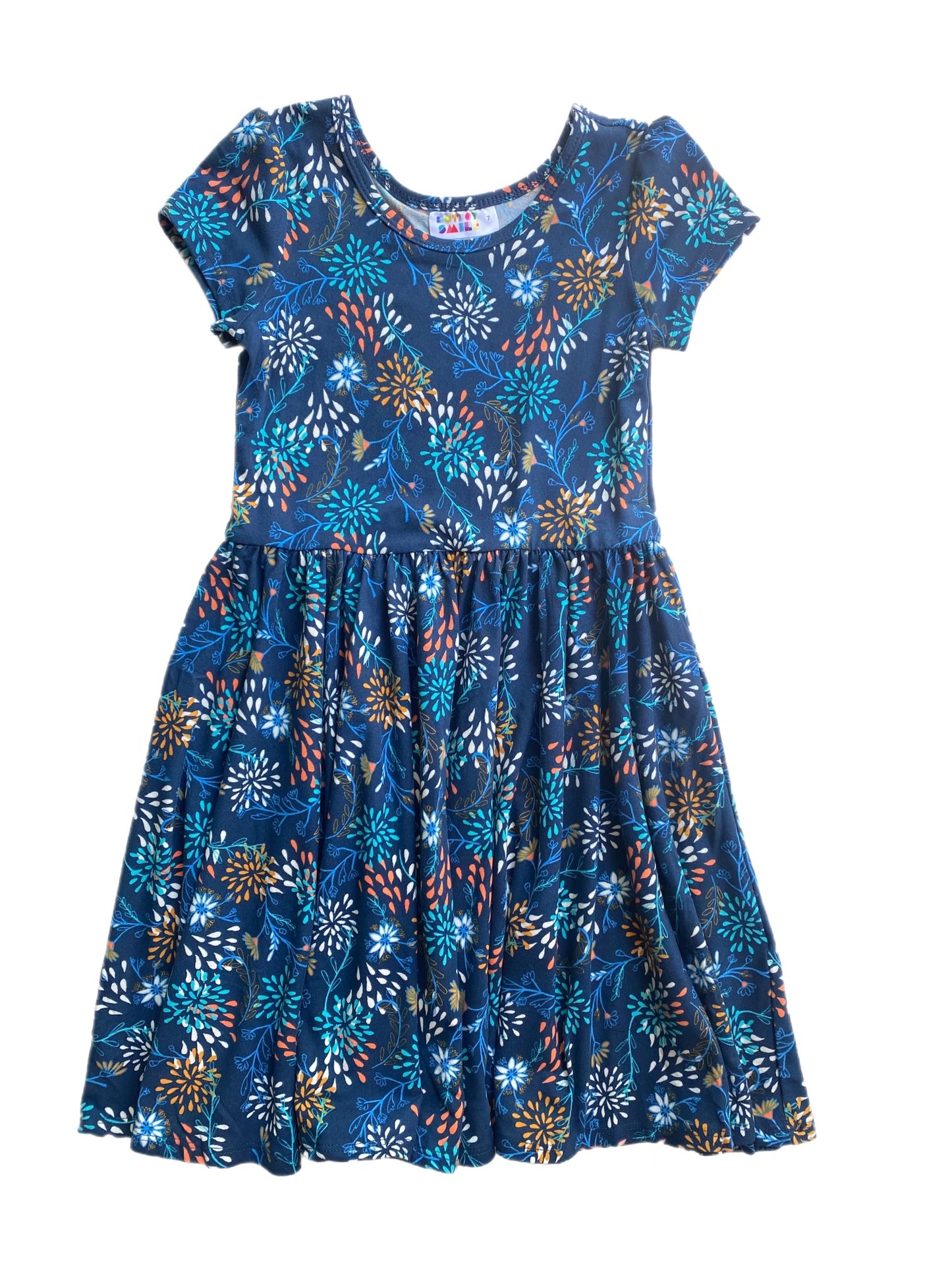 Blue Floral Cap Dress