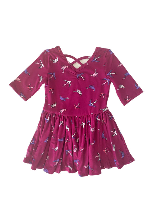 Burgundy Birds Ballerina Dress