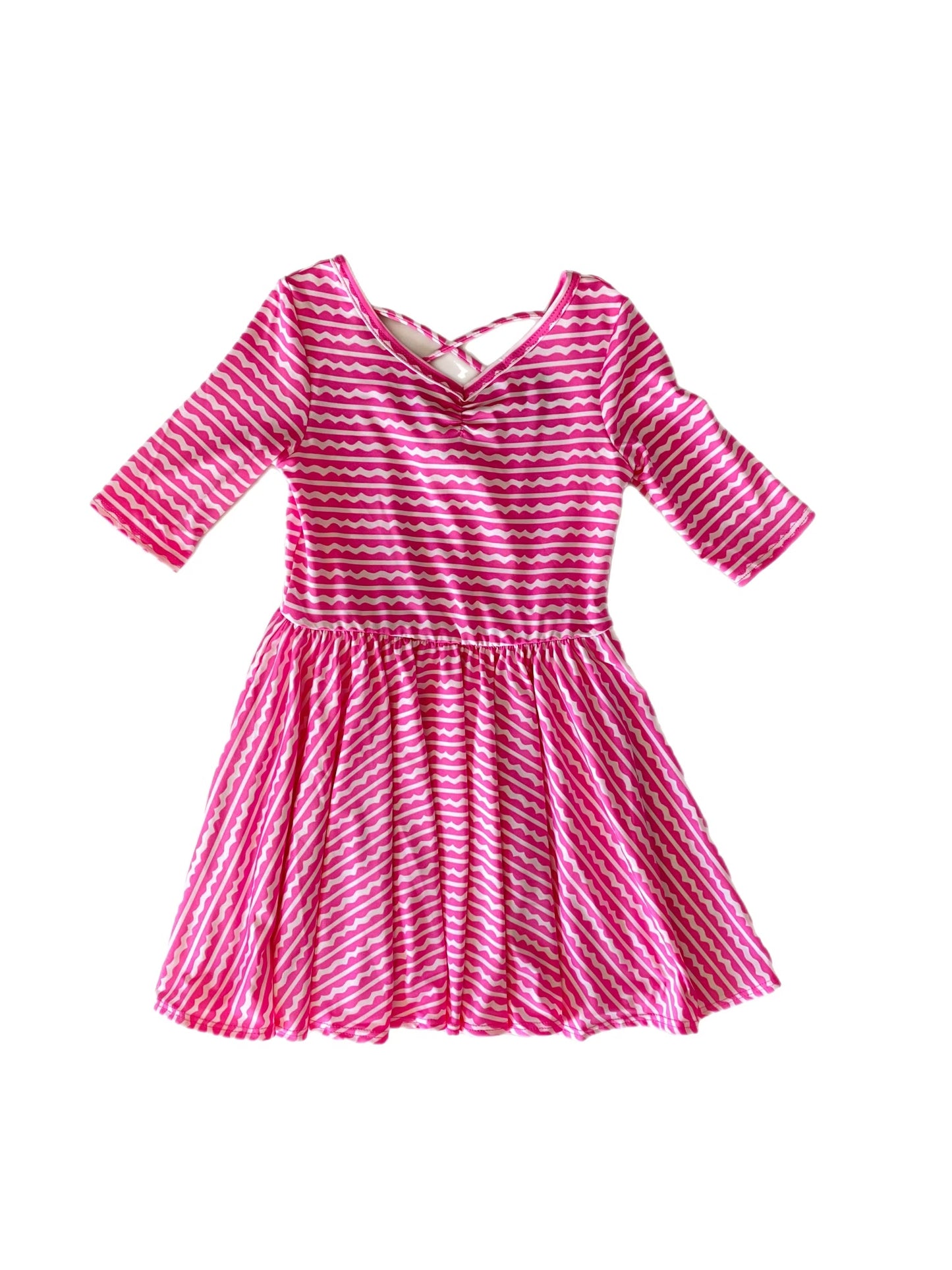 Hot Pink and White Lines Ballerina Dress