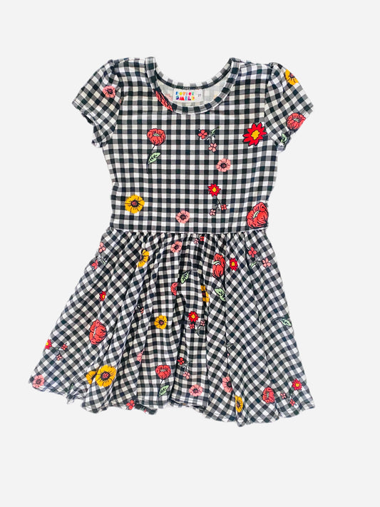 Daisies on Plaid Cap Dress