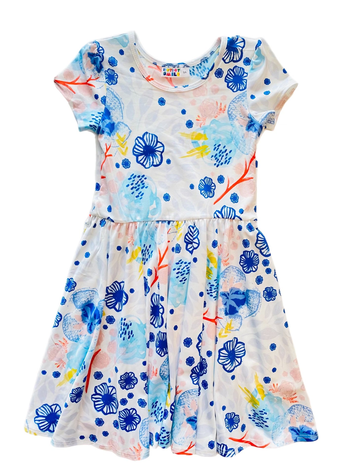 Blue Blossoms Cap Dress