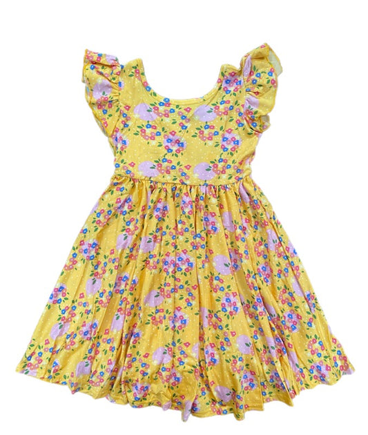 Tiny Flowers on Yellow Empire Dress