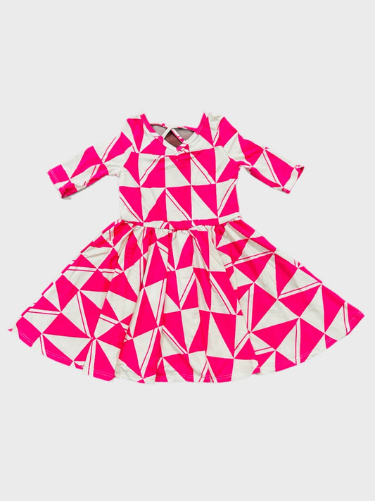 Hot Pink and White Triangles Ballerina Dress