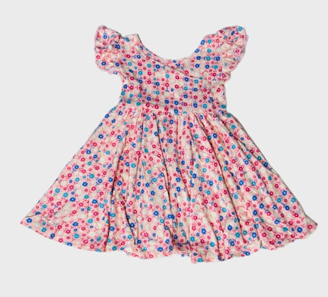 Tiny Flowers on Pink Empire Dress
